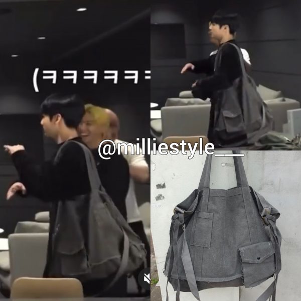 [Yinmakco] BTS Jungkook Pick Strap Big Cross Tote Bag (2 Colors)