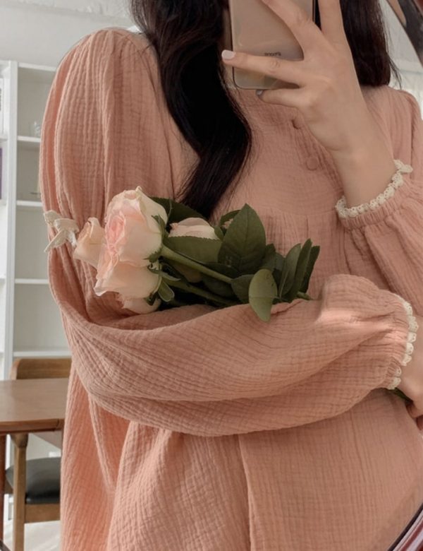 [Juuneedu] Maryanne Ribbon Pyjama Dress/Pants Set (3 Colors)