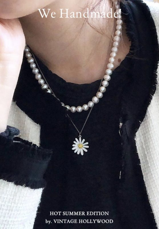 Vintage Hollywood] Blackpink Jennie Natural Pearl Necklace 
