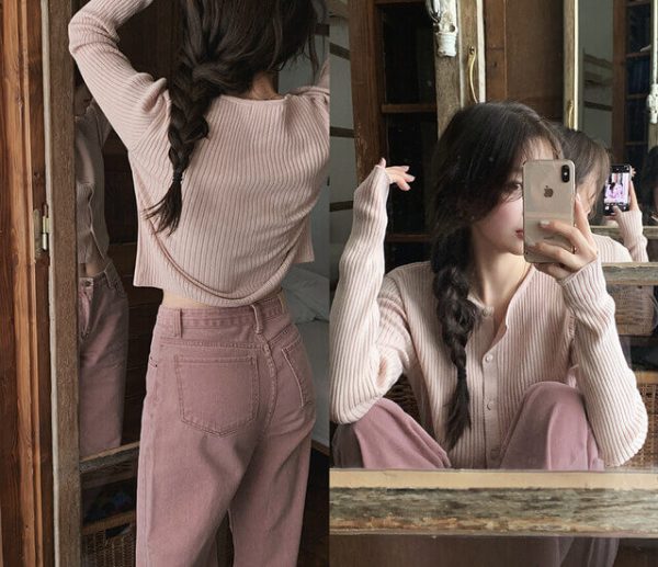 [Slowand] SLOWMADE Today Mute Pink Dyeing Denim Pants *Autumn Limited*
