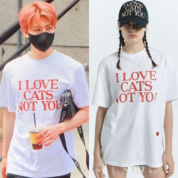 [Itzavibe] NCT Jaemin/ Exo Suho I Love Cat Red Lettering T-Shirt (White