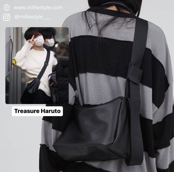 [Raucohouse] Treasure Haruto Cube-Shaped Leather Cross Body Bag (BLACK)