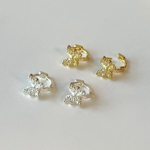 [Younglong] Twinkle Mini Butterfly One-Touch Earrings (Silver 925)