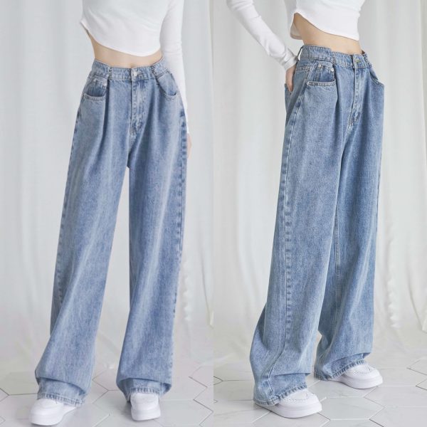 [Avandress] Buckle Wide Unisex Denim Pants (Stone Light Blue) *Limited Time Sales*