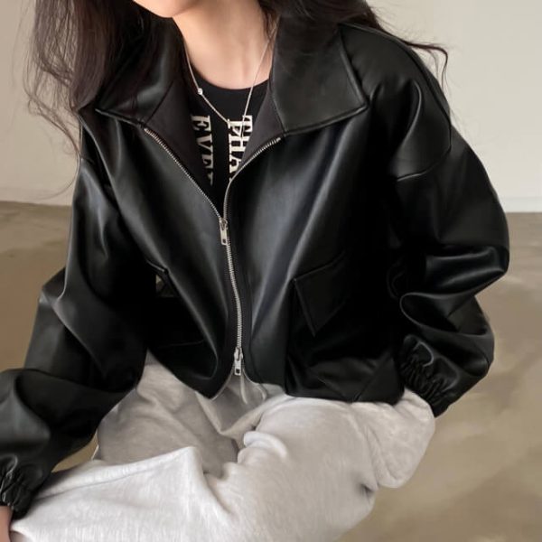[Creamcheese] Black Sesame Leather Rider Jacket (2 Color) *Seasonal Limited* *Special Price Project*