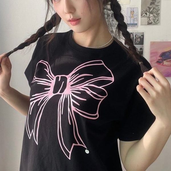 [RonRon] 24SS Big Ribbon Line T-Shirt (5 Color) *Limited Time Sales*