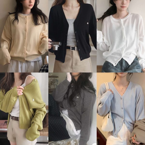 [Slowand] Slowmade Plain Day Basic Cardigan V Neck/ Round Neck (4 Types, 5 Color) *Made in Korea* *Summer Version Open!! Limited*