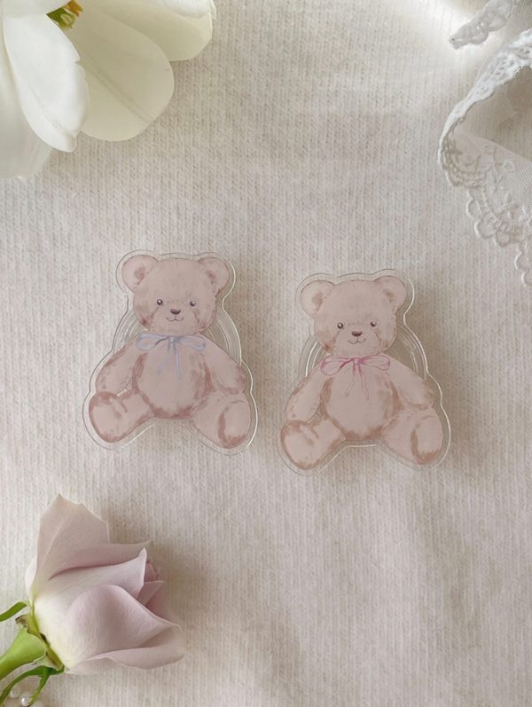 [Romantic Mood] Teddy Bear Acrylic Griptok/ Magsafe Tok (2 Color)