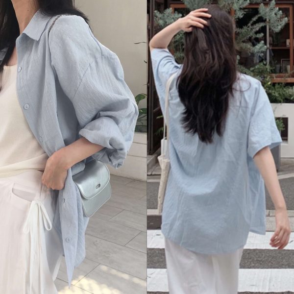 [Slowand] SLOWMADE. Tone and Texture Slender Fit Cotton Shirt Long Sleeve/ Short Sleeve (2 Types, 5 Color) *Made in Korea* *Seasonal Limited*