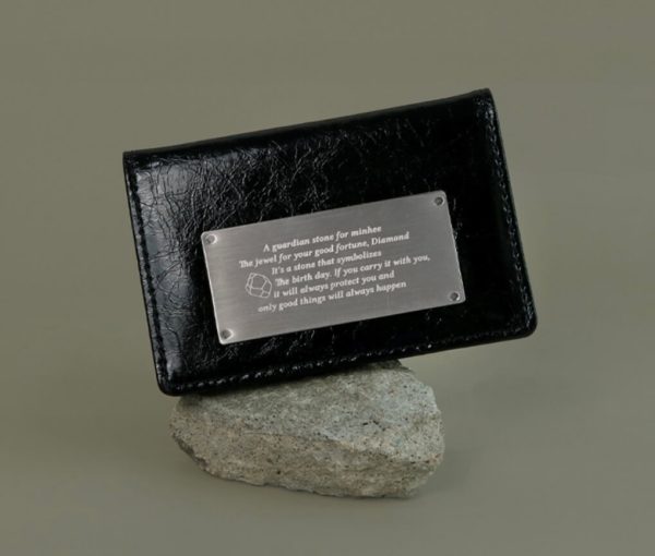 [Dlab] Boner Birth Stone & Initial Name Customise Engrave Name Card Wallet (3 Color) *Made in Korea*