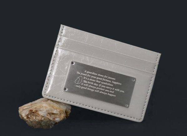 [Dlab] Boner Birth Stone & Initial Name Customise Engrave Simple Card Wallet (3 Color) *Made in Korea*