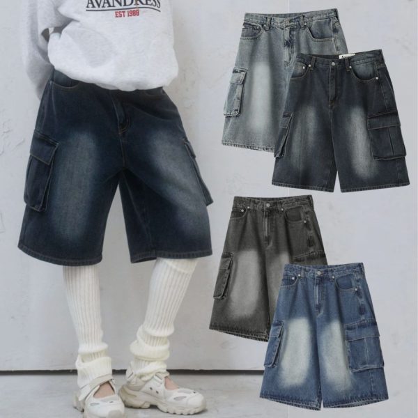 [Avandress] Wide Cargo Half Denim Pants (8 Color) *Unisex*
