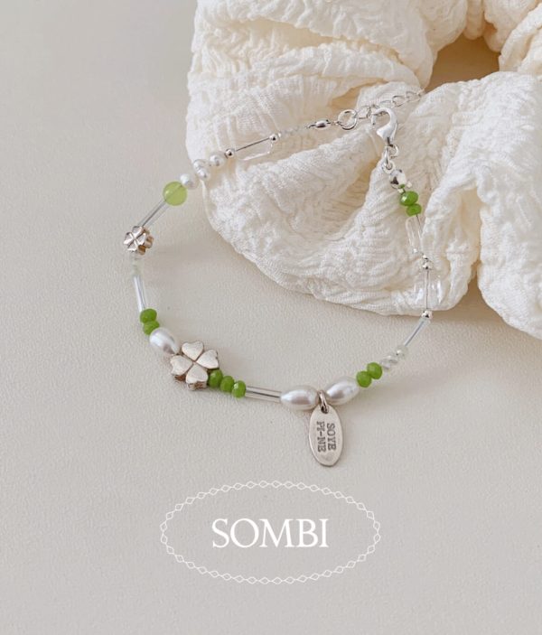 [Soye Pine] SOMBI Lucky Clover Green Silver Bracelet (Silver 925)