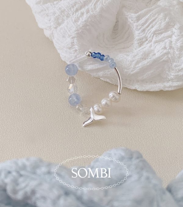 [Soye Pine] SOMBI Dolphin Water Blue Freshwater Pearl Ring (Silver 925)