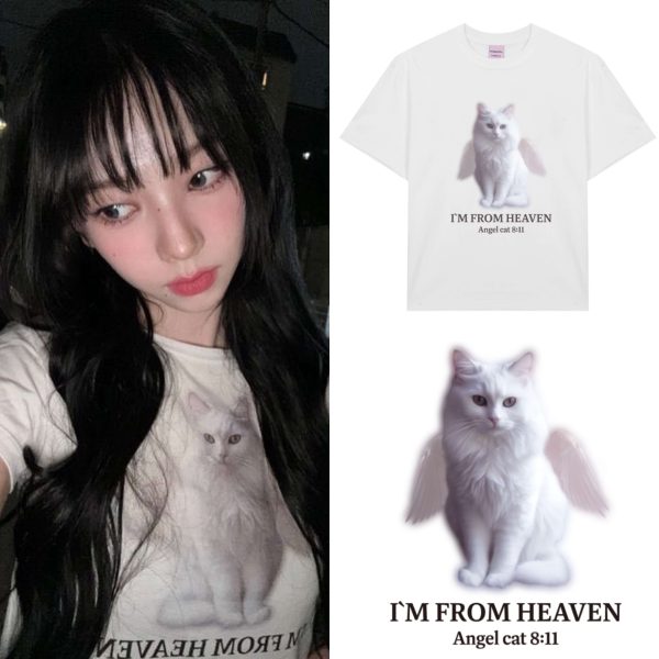 [Itzavibe] Karina Pick Angel Cat Ver.3 Crop Tshirt/Unisex Tshirt (2 Types) *Limited Time Sale*