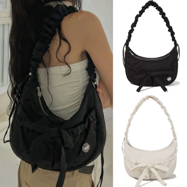 [Covernat] Clover Heart Shirring Medium Nylon Hobo Shoulder/ Crossbody Bag (4 Color) *LIMITED TIME SALE*
