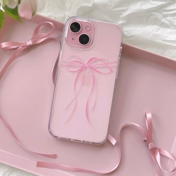 [Romantic Mood] Ribbon Tie Jelly Hard Clear Case