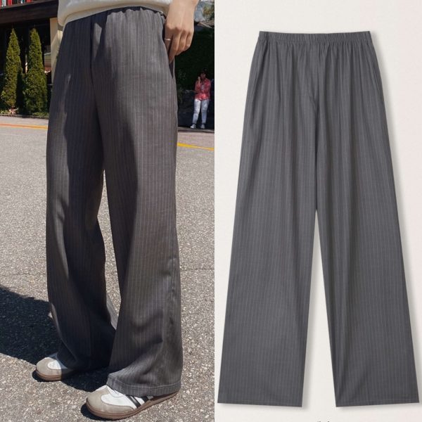 [Slowand] SLOWMADE Modern Classic Pinstripe Slacks (Banding Waist) (2 Color) *Made in Korea* *Seasonal Limited*