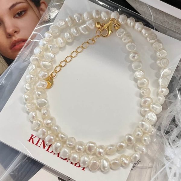 [Kindababy] Middle Pearl Necklace (Silver 925 + Fresh Water Pearl) (2 Color) *Limited Time Sale*