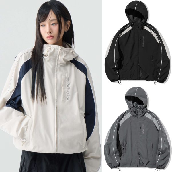 [Codegraphy] Combi Color Tag Short Hood Jacket/Windbreaker (4 Color) *Limited Time Sale*