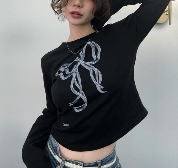 [Ames Worldwide] 24FW Ribbon Graphic Long Sleeve Tee (3 Color)  *LIMITED TIME SALE*