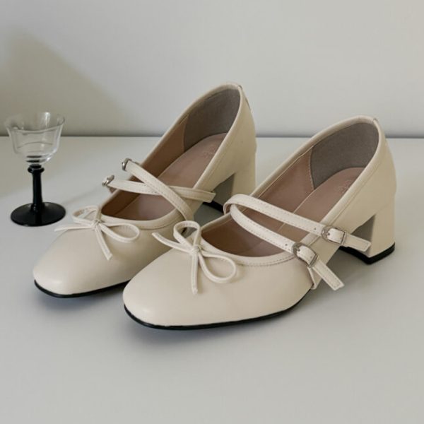 [Made In Korea] Monoaddict Comfortable Cushioning LoveSome Ribbon Mary Jane Pumps 5cm (3 Color) *Seasonal Limited*