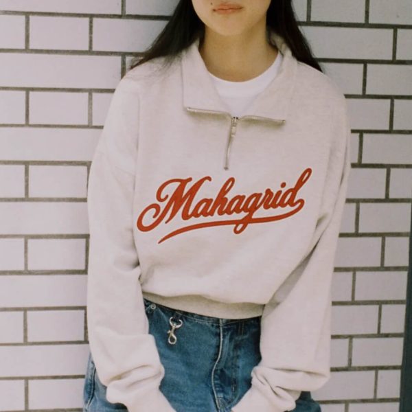 [Mahagrid] Script Logo Crop Half Zip Up (2 Color)  *BLACK FRIDAY SALE*