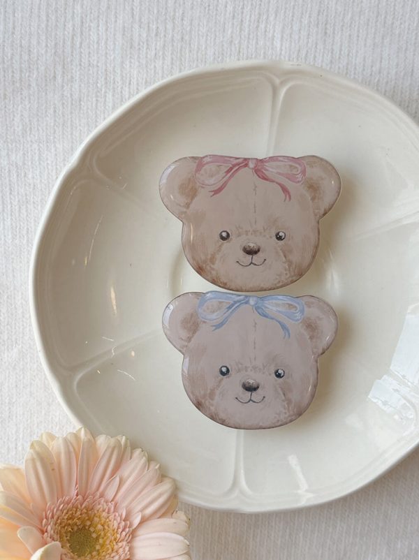 [Romantic Mood] Ribbon Teddy Bear Griptok/ Magsafe Tok (2 Color)