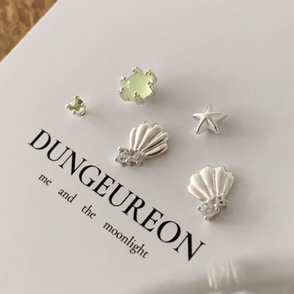 [Dungeureon] Shell We Green Earring 4pcs Set [Silver 925]