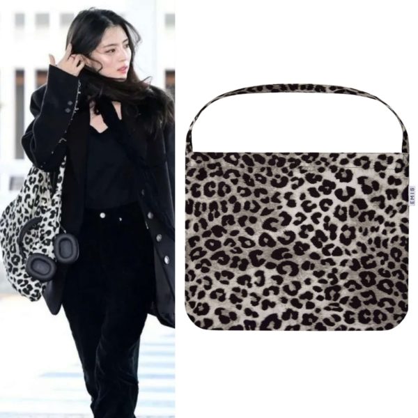 [Emis] Han Soo Hee Pick New Leopard Corduroy Eco Bag (Grey)