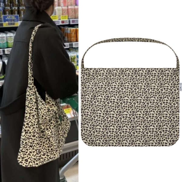 [Emis] Leopard Corduroy Eco Bag (Cream)