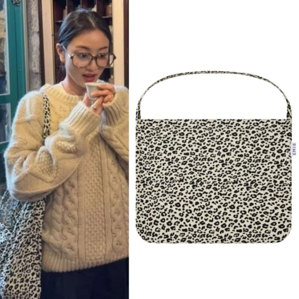 [Emis] 22Y Leopard Corduroy Eco Bag (Ivory)