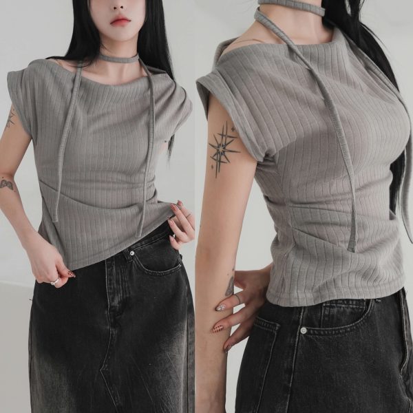 [Binary 01] [Scarf Set] Maro Shirring T-Shirt (3 Color) *Seasonal Limited*