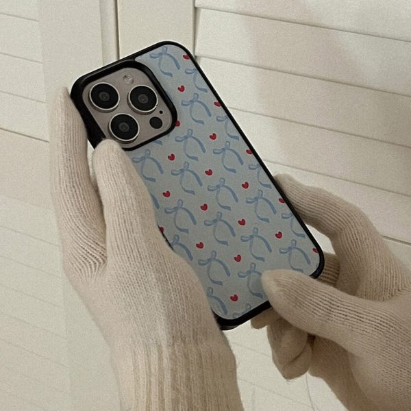 [Mademoment] Vintage Blue Ribbon Pattern Epoxy Bumper Case (2 Color)