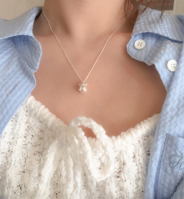 [Moat] Ribbon Drop Necklace (Silver925) (3 Color)