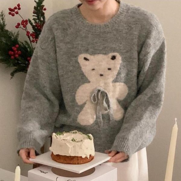 [Shopperland] Teddy Bear Ribbon Loose Knit (3 Color) *Seasonal Limited* *SOLD OUT SOON*