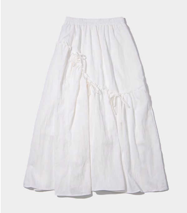 [Place Studio] Lace Shirring Ribbon Cotton Banding Long Cancan Skirt (2 Color) *Limited Time Sale*