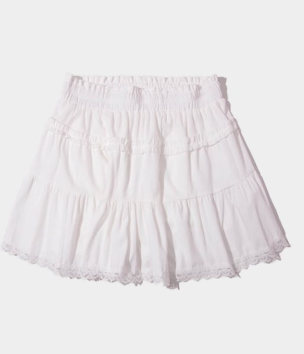 [Place Studio] Tiered Peach Striped Frill Lace Banding Shirt Cancan Skirt Pants (2 Color) *Limited Time Sale*