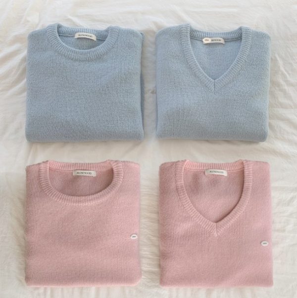 [Slowand] Slowmade With Standard Knit (U Neck/V Neck) (7 Color/ 2 Types) *Made in Korea* *Seasonal Limited*