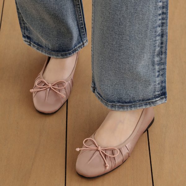 [Sappun] 25SS Melanie Satin Shirring Ribbon Flat Shoes 1cm (4 Color) *Seasonal Limited*