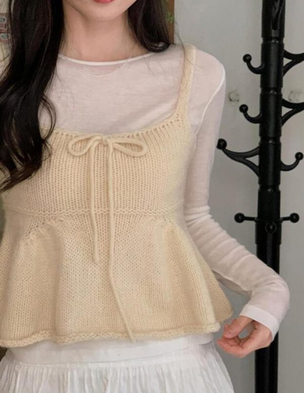 [Shopperland] Maidel Ribbon Flare Knit Bustier (3 Color) *Spring Limited*
