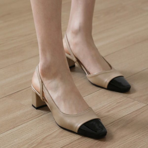 [Sappun] 25SS Irena Two Tone Square Sling Back Heel 5cm/7cm (3 Color) *Seasonal Limited* *Made in korea*