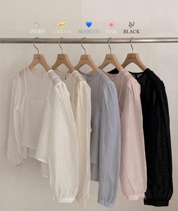 [Shopperland] [Special Edition] [Guest Look] [Spring] [Bustier Set] Beto Soft Round Blouse & Bustier Set (5 Color) *Seasonal Limited*
