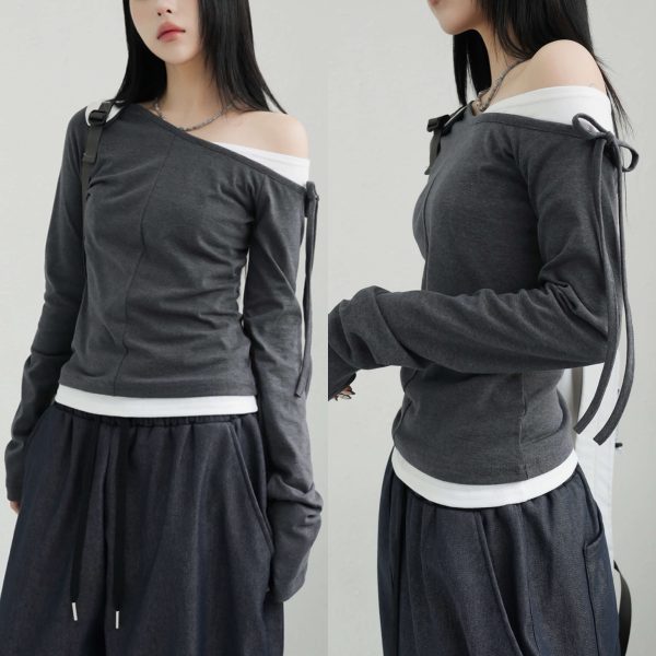 [Binary01] Kuro Layered Ribbon T-Shirt (4 Color) *Seasonal Limited*