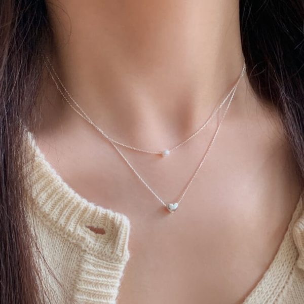 [Soye Pine] Fog Heart Double-Layer Necklace (Silver 925)