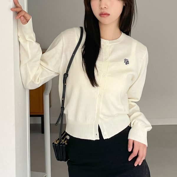 [Muah Muah] Logo Stitch Round Cardigan (4 Color) *25SS Limited*