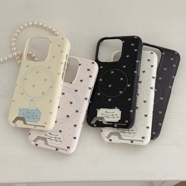[Mademoment] Small Ribbon Pattern Magsafe Card Pocket Case (5 Color) *LIMITED*