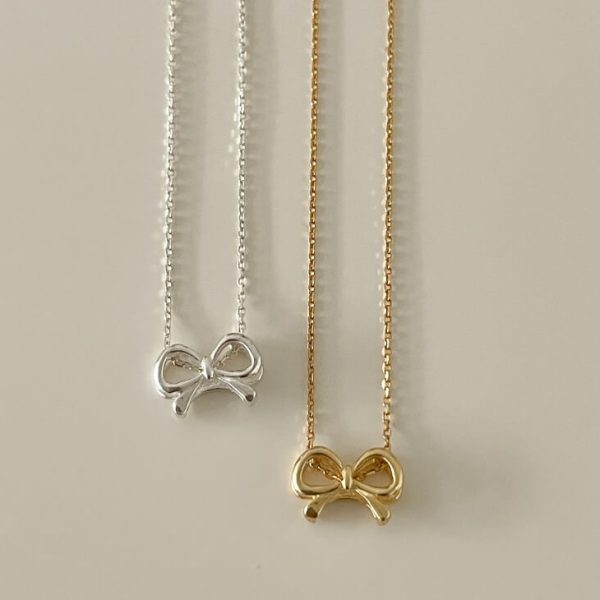 [Soye Pine] Johnny Ribbon Silver Necklace (925 Silver) (2 Color)