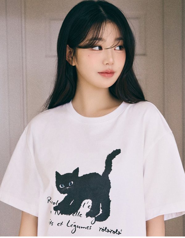 [Rola Rola x Jang Wonyoung] Rola Cat Friends Loose Fit T-Shirt (3 Color) *25SS Limited*