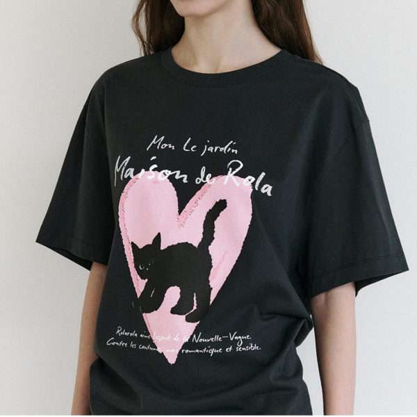[Rola Rola] Heart Cat Friends Loose Fit T-Shirt (3 Color) *25SS Limited*  *SEASON OFF SALE*